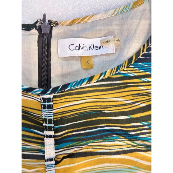 Calvin Klein Sleeveless Multicolor Striped Dress Size 10 - Picture 4 of 5